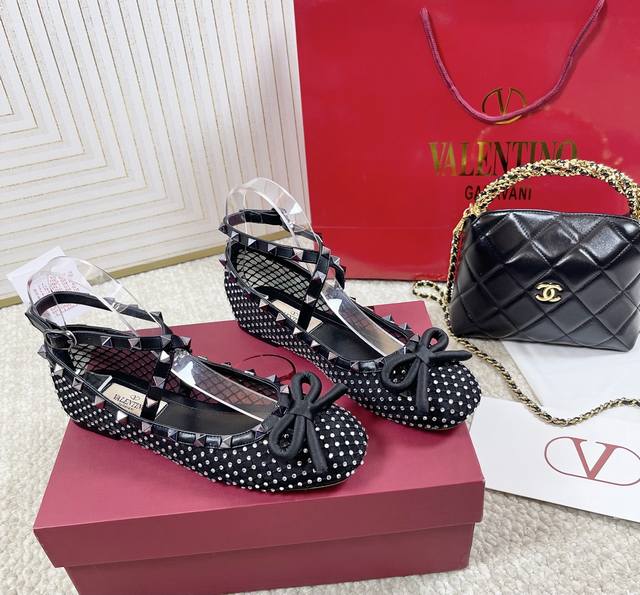 Purchase Version Valentino Valentino 2025Ss New Vt Bow Ballet Shoes Mesh Hot Dia