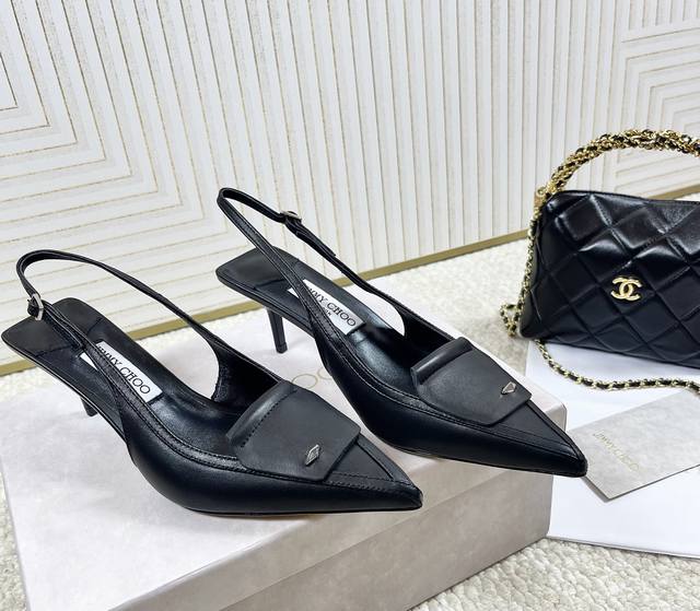 Jimmy Choo 25Th Year New Model, Jc Pointed Back Strap High-Heeled Sandals Cowhid