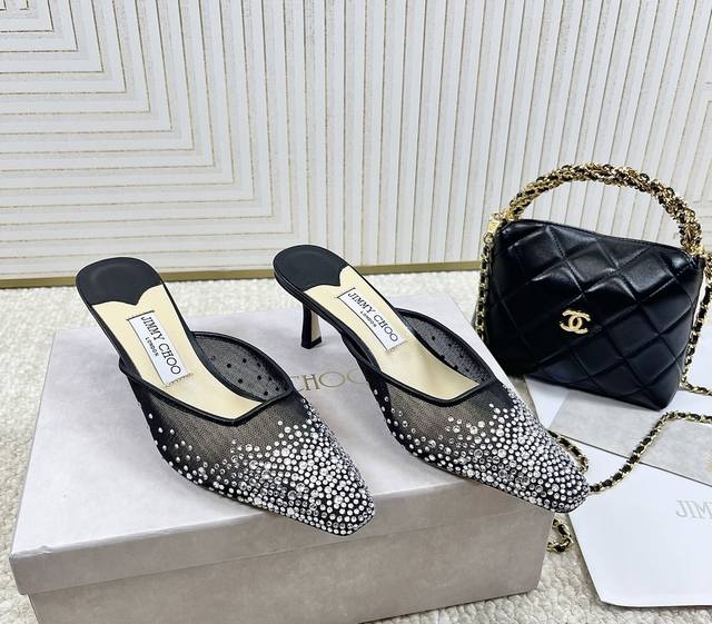 Jimmy Choo 25Th Year New Model, Jc Crystal Hot Diamond Mesh Small High-Heeled Sl