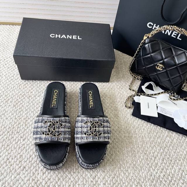 Chanel Chanel 25Th New Model Xiaoxiangjia Houndstooth Woolen Thick-Soled Honey S