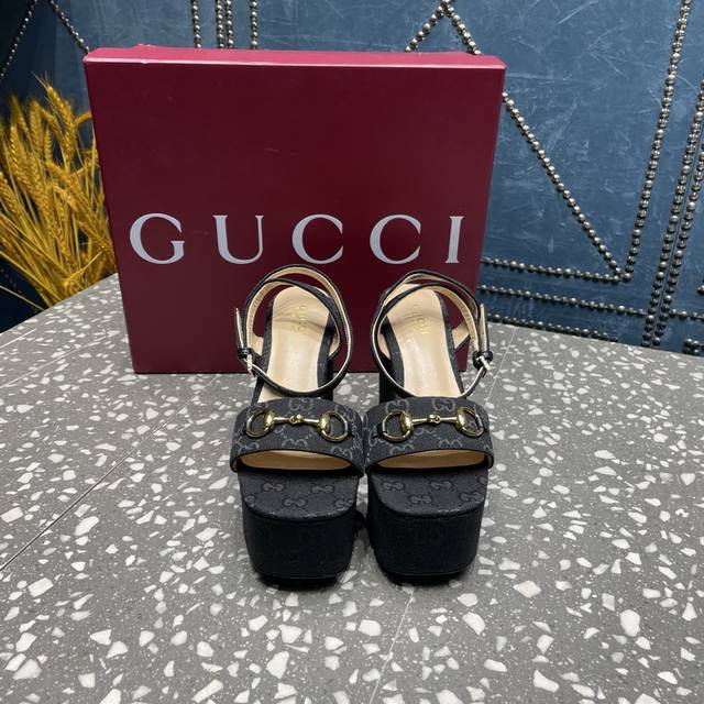 Gjia Gucci Counter New Waterproof Platform Horsebit Buckle Hemp Rope Braided Wed