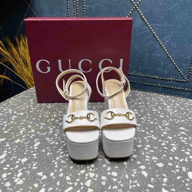 Gjia Gucci Counter New Waterproof Platform Horsebit Buckle Hemp Rope Braided Wed