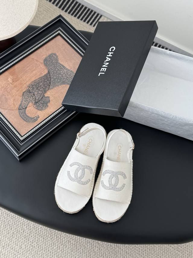 Chanel 25K Spring And Summer New Double C Fisherman Straw Slippers Original Cust