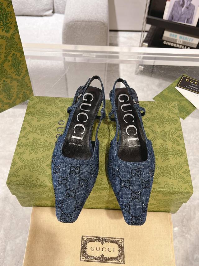 Gucci Women's Gg Back Strap Hot-Drilled Sandals Women's Footwear Series Draws In