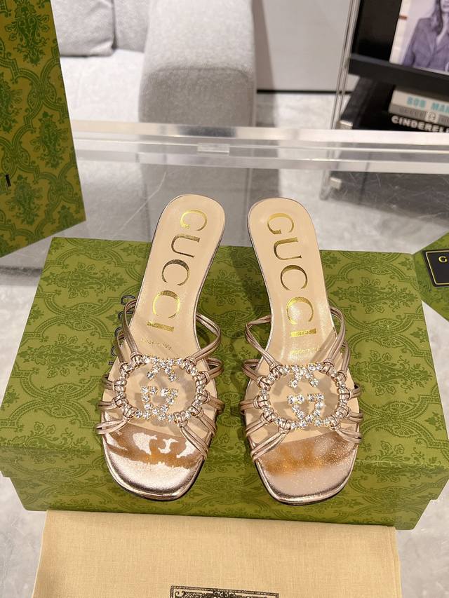 Latest Gucci Early Spring 24Ss New Product, Crystal Diamond Embellished High-Hee