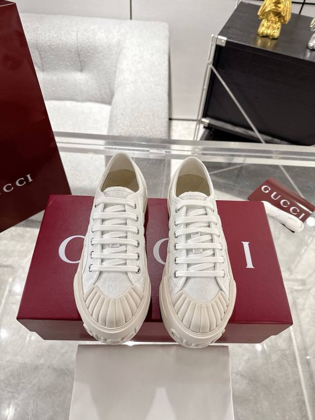 Couple Gucci Gg Thick-Soled Canvas Shoes Little White Shoes Casual Shoes This Sn