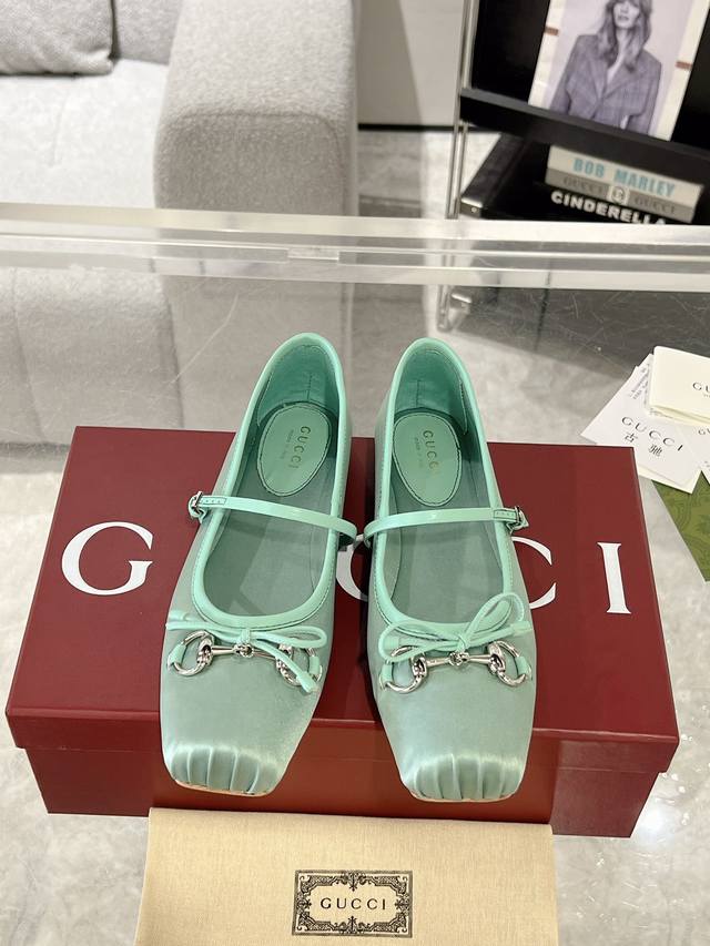 Silk Cloth Gucci Women's Horsebit Square Toe Ballet Shoes, Top Version, Buy Two