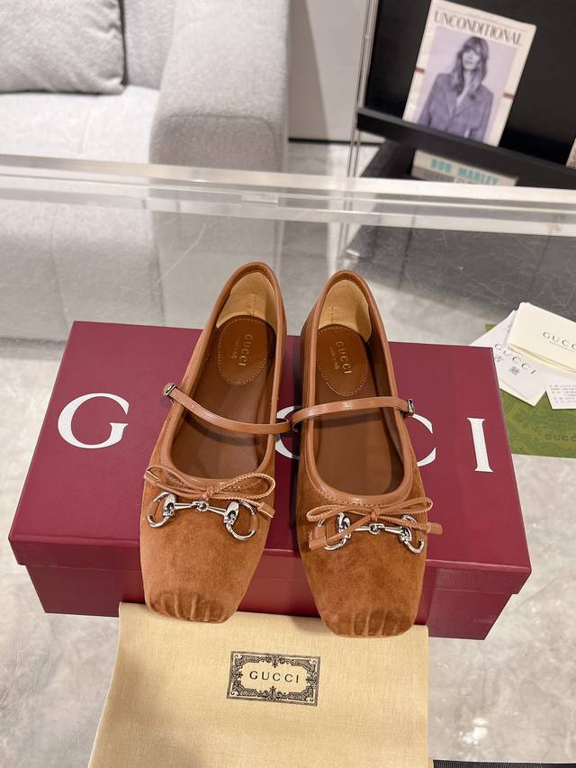 Sheep Cloth Gucci Women's Horsebit Square Toe Ballet Shoes, Top Version, Buy Two