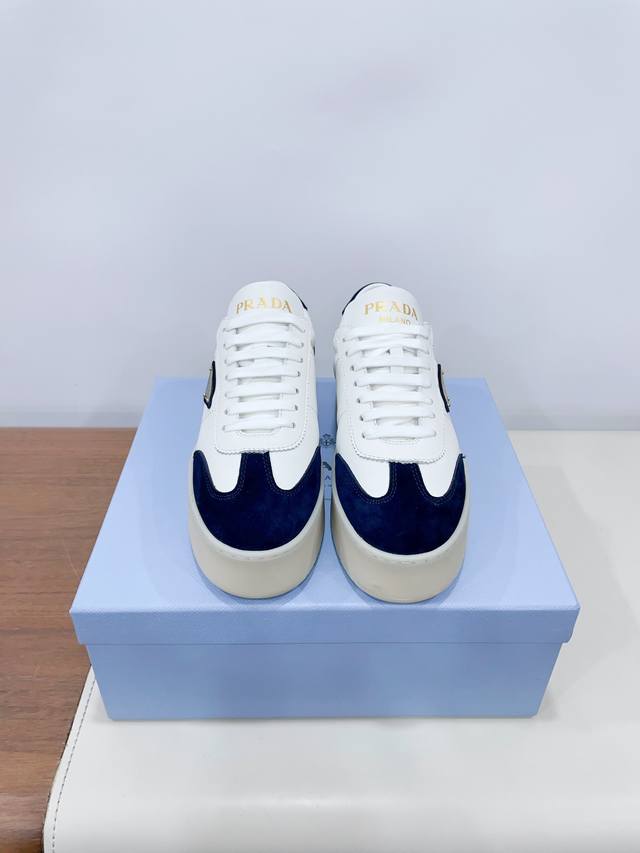 Prad* Pjia 25Ss Spring Casual Shoes Series Thick-Soled Cowhide Casual Shoes Orig