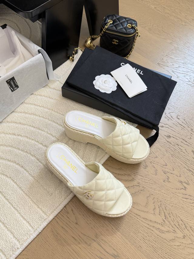 Chanel 25C New Thick-Soled Slippers Top Version 6Cm Increase Height And Show Lon