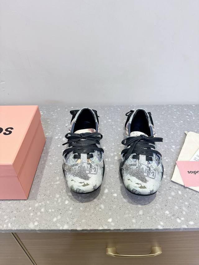 Denim Print Acne Studios 24Fw Denim Ballet Shoes Casual Sports Shoes Original Pu