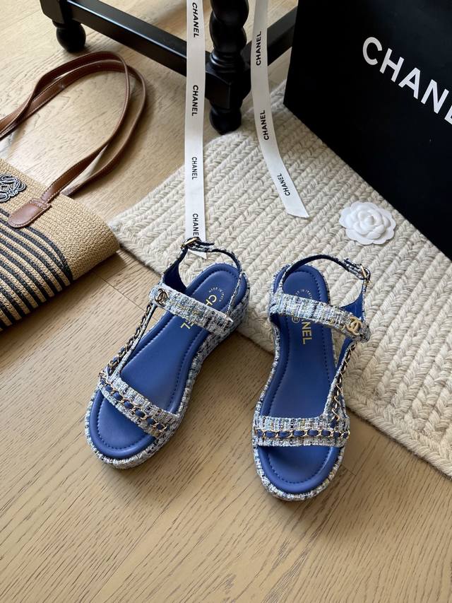 Chanel25C Early Spring New Thick-Soled Chain Sandals! Top Version! Pre-Sale Fabr