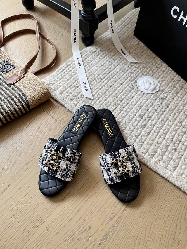 Chanel 25K Early Spring New Double C Flat Slippers! Top Version! Pre-Sale Origin