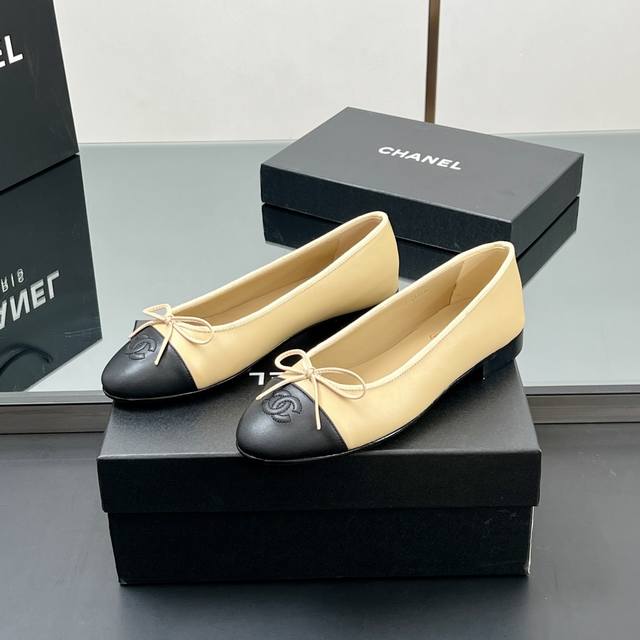 High Version Upgraded Version! Chanel Classic Ballet Flat Shoes, Color-Blocked S