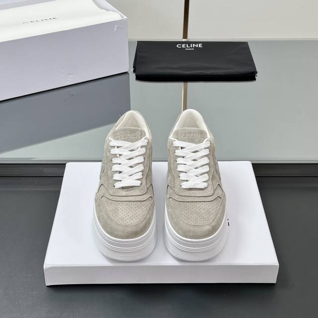 High Version Celine~~~ Arc De Triomphe Thick-Soled Women's White Shoes, Sports S