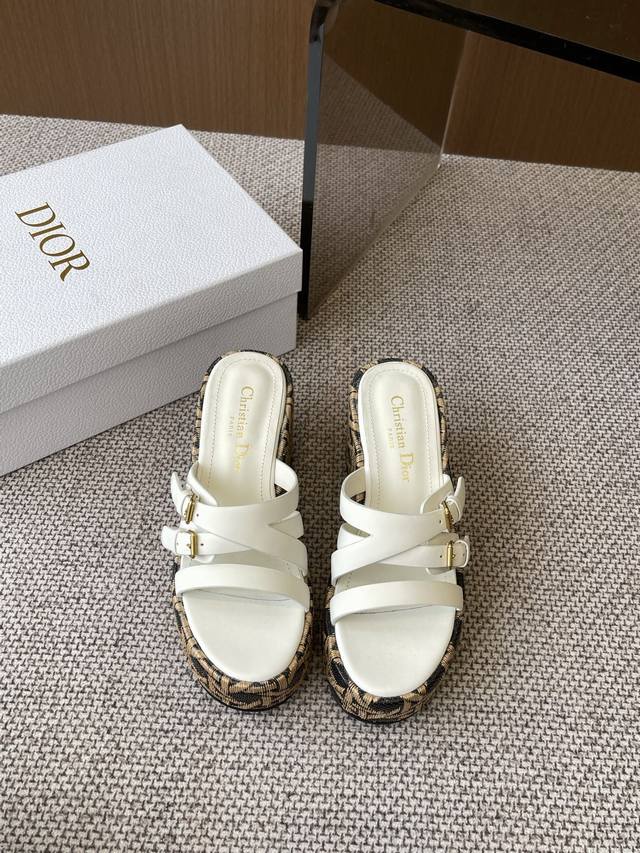 Dior Dior 25Ss Spring And Summer New D-Attitude Wedge Sandals Cross Buckle Platf