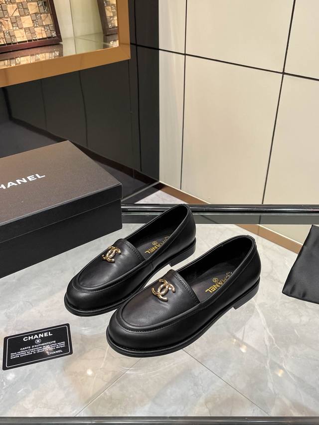 Chan** Chanel Winter Double C Single Shoes Loafers Four Seasons Shoes Imported C