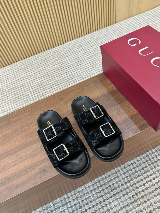2025[ ] Welfare New Thick-Soled Gucci Interlocking Embroidered Large G Horizonta