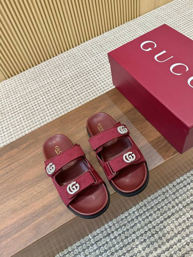 2025 [Leather] [Cloth] Welfare New Thick-Soled Gucci Interlocking Embroidered La