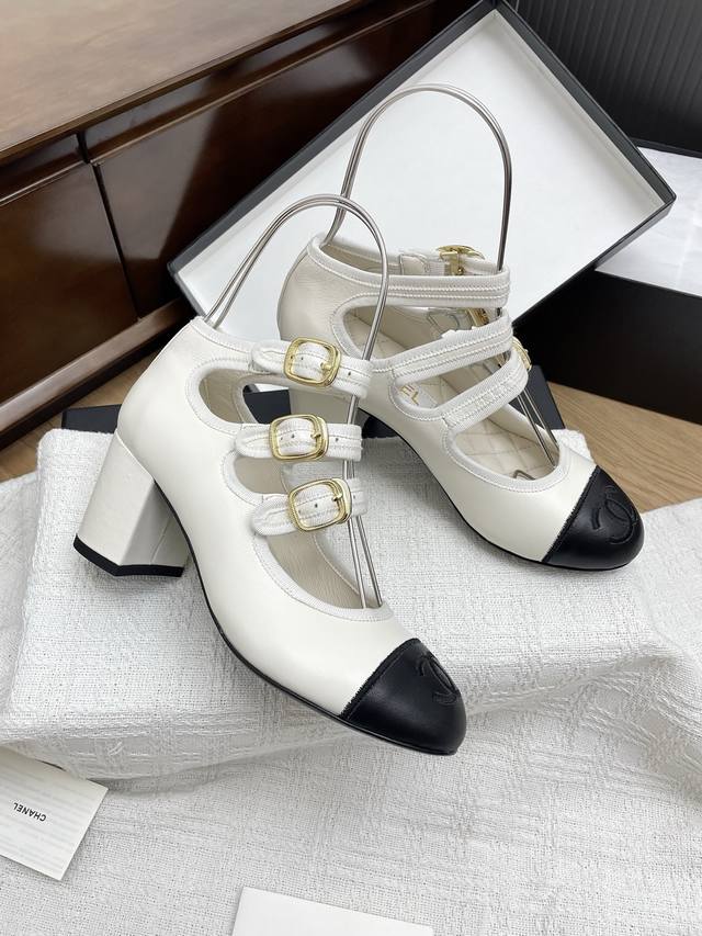 Chanel2025 Mary Jane Ballet Shoes Thick Heel Single Shoes Upper: Imported Smooth