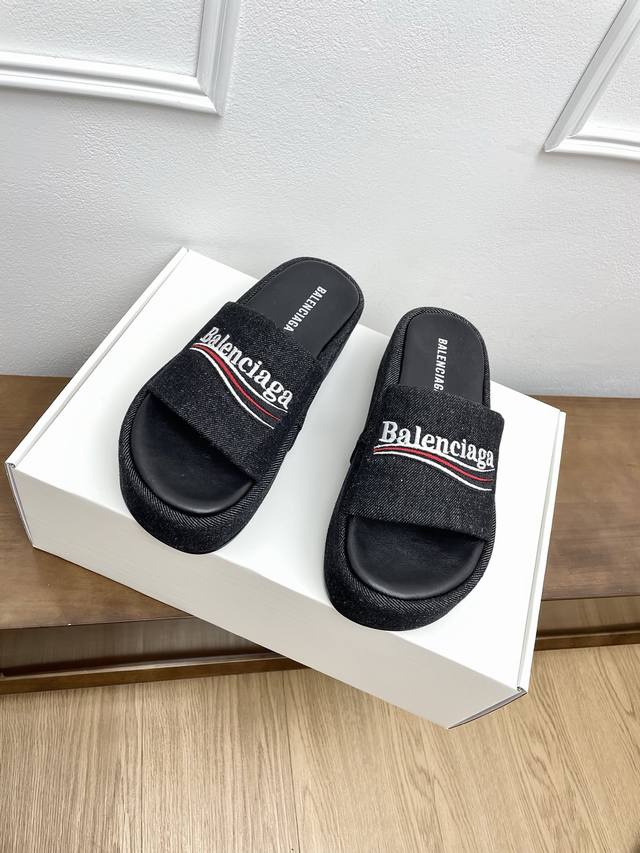 Balenciaga Summer New Thick-Soled Wedge-Heeled Slippers Unbeatable Height-Increa
