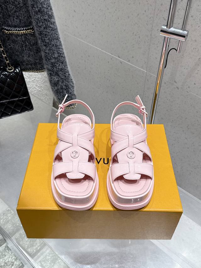 Top Version Louis Vuitton Lv Spring And Summer Thick-Soled Patent Leather Platfo