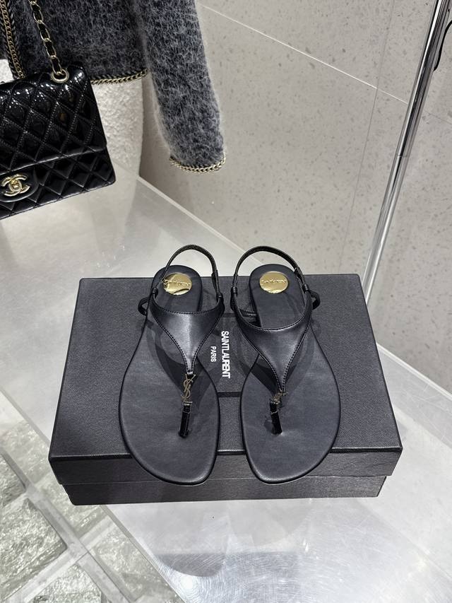 Saint Laurent Ysl New Flat Sandals And Slippers Original Lasts Top Quality Upper