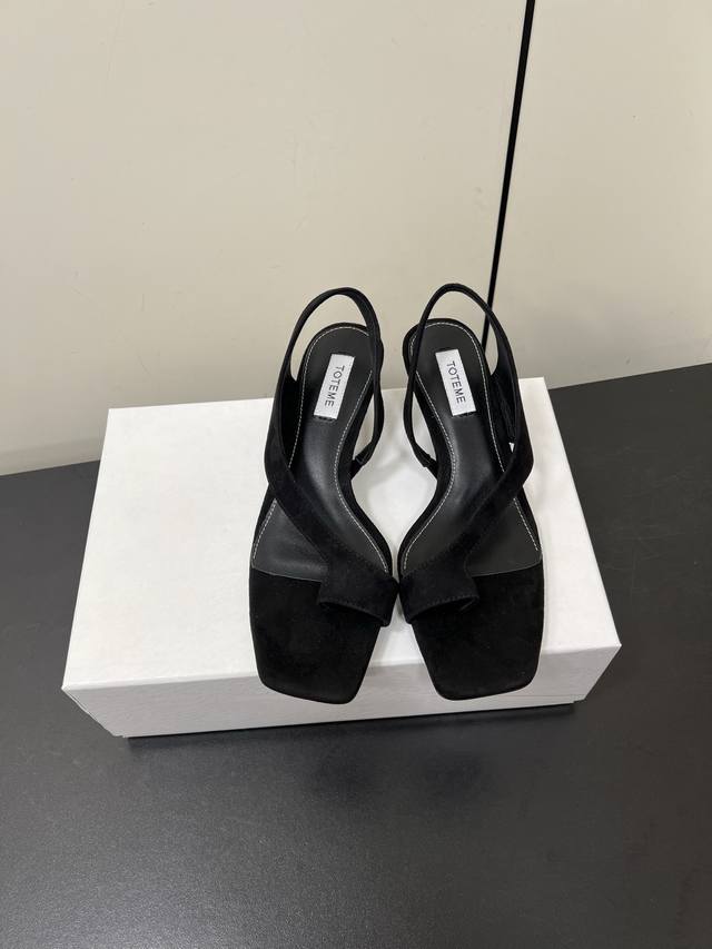 Toteme 25S Spring And Summer New Minimalist Square Toe Clip-Toe Flat High-Heeled
