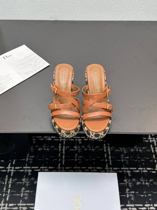 Dior Dior 2025Ss Spring And Summer New Fairy Style Wedge Heel Thick Sole Slipper