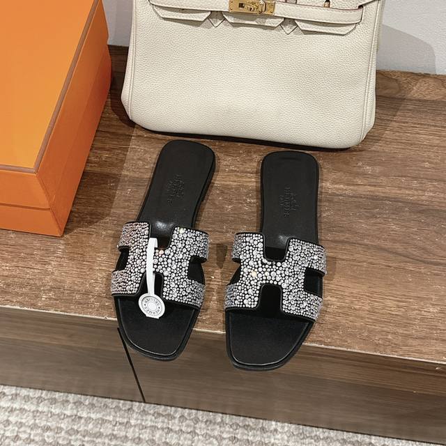 Flat Heel Diamond Surface Hermes Hermes H Slippers Oran Sandal Series Fashionabl