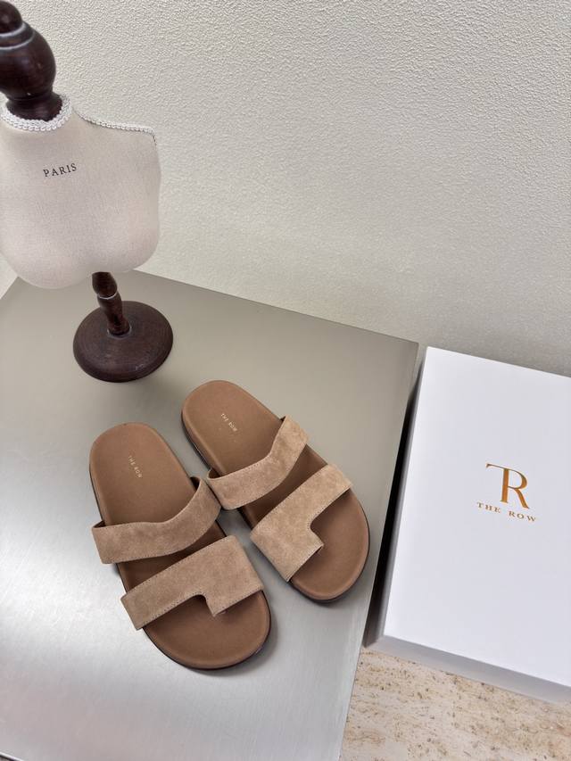 Apricot-Colored High-Luster Cow Suede Leather Toe-Post Sandals, Exquisite Crafts