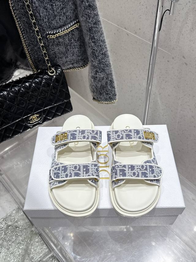 Purchasing-Level Dior 25 Dioract Flat Open-Toe One-Strap Sandals Beach Slippers