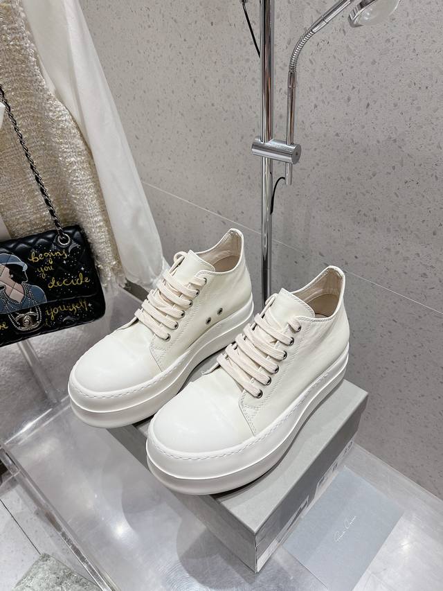 Couple Style Rick Owens Owens Lace-Up Casual Shoes Sneakers The Little Bread Is