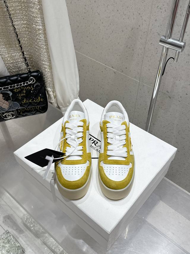 Top Version Prada Prada's Latest Downtown Bold Series Thick Sole Platform Shoes,