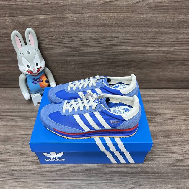 Top Version Adidas Originals Sl 72 Low-Top Casual Sports Couple Shoes Blue And W