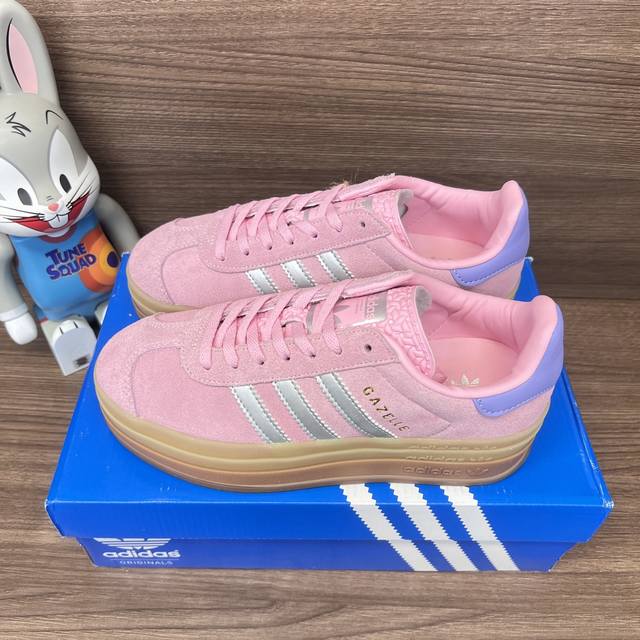 Top Version Adidas Originals Gazelle Comfortable Trendy Thick Sole Wear-Resistan