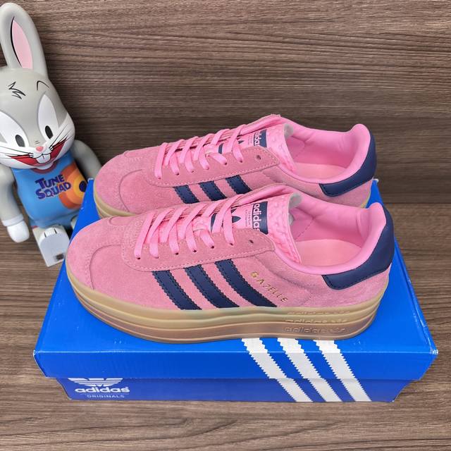 Top Version Adidas Originals Gazelle Comfortable Trendy Thick Sole Wear-Resistan