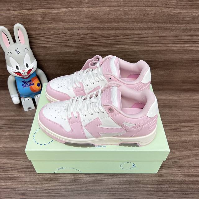 Top Version Off-White Out Of Office Low-Top Skateboard Shoes Couple Style Pink A