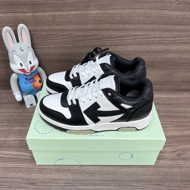 Top Version Off-White Out Of Office Low-Top Skateboard Shoes For Couples In Blac