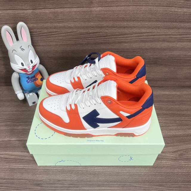 Top Version Off-White Out Of Office Low-Top Skateboard Shoes Couple Style Orange