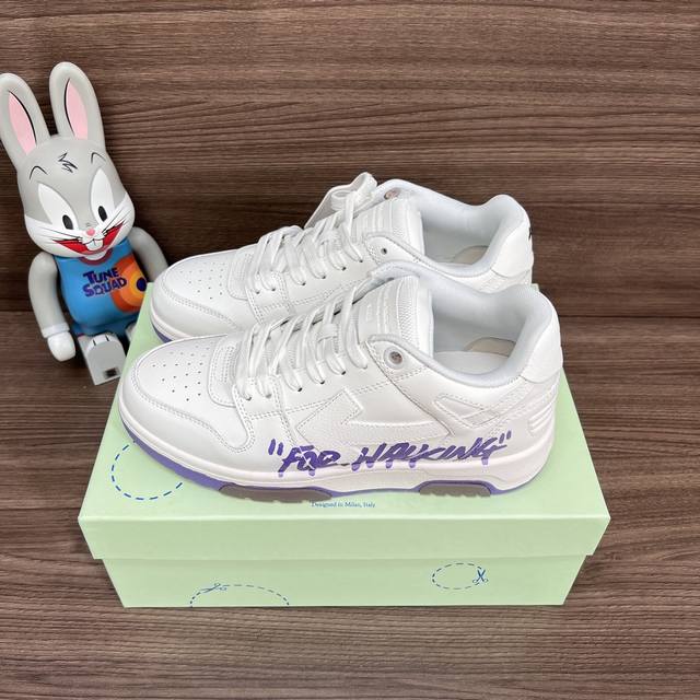 Top Version Off-White Out Of Office Low-Top Graffiti Sneakers For Couples In Whi