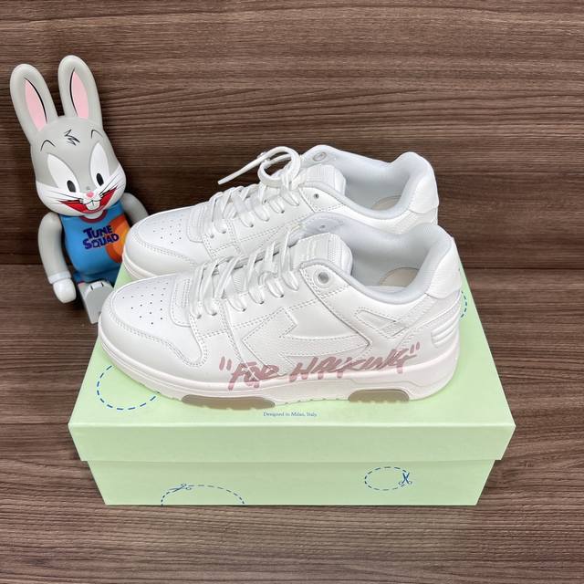 Top Version Off-White Out Of Office Low-Top Graffiti Sneakers For Couples In Whi