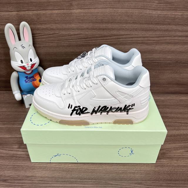 Top Version Off-White Out Of Office Low-Top Graffiti Sneakers For Couples In Whi