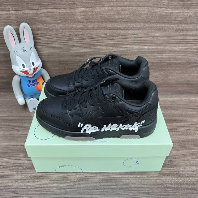 Top Version Off-White Out Of Office Low-Top Graffiti Sneakers Couple Style Black