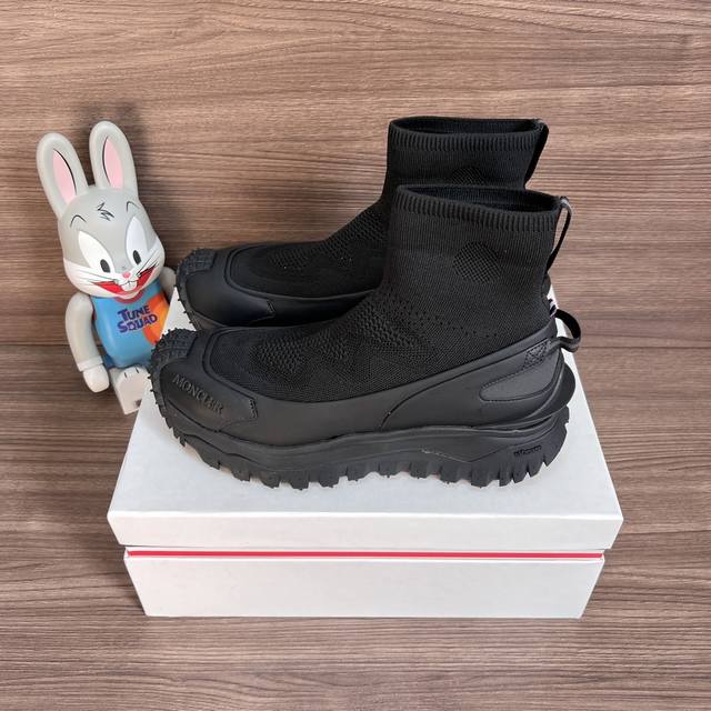 Top Version Moncler Trailgrip Round Toe Fabric Pull-On Short Boots Couple Shoes