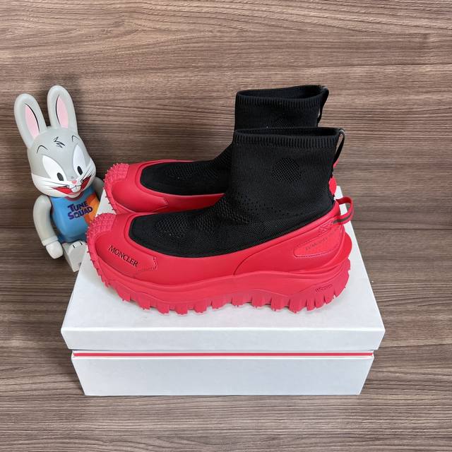 Top Version Moncler Trailgrip Round Toe Fabric Pull-On Short Boots Couple Shoes