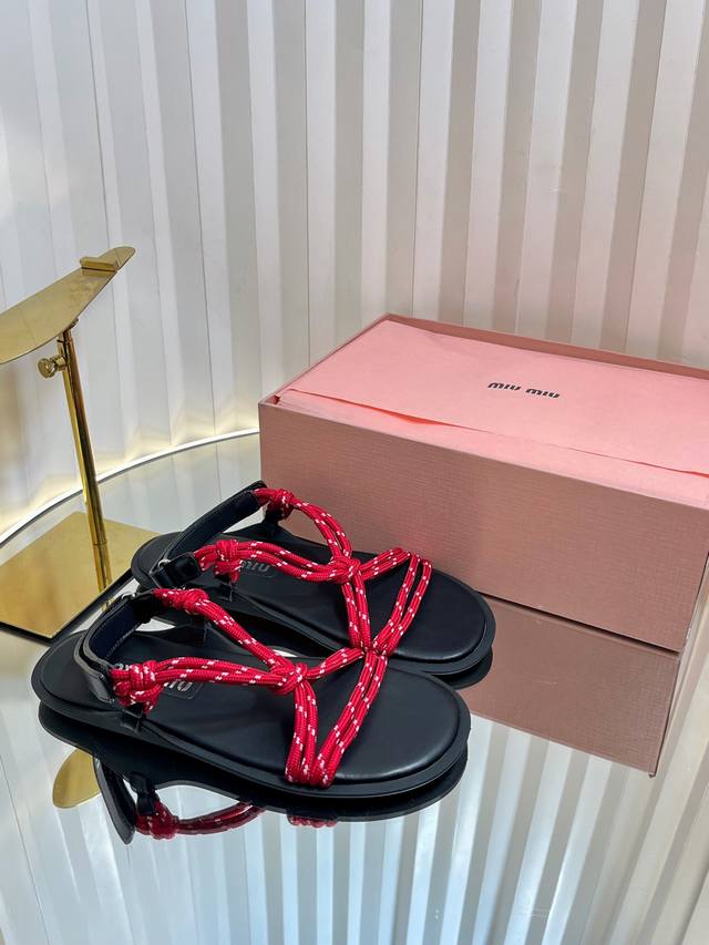 Miumiu Miumiu 25Cc Hemp Rope Woven Sexy Sandals The World's Most Popular Thong S