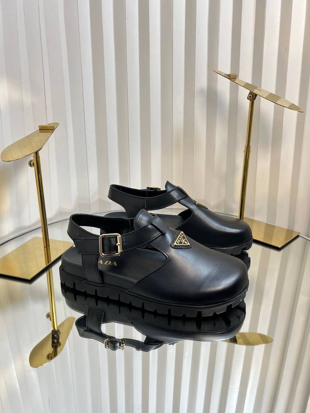 Prad* A New Sawtooth Bottom Roman Sandal Super Popular Prad* Prada 2025 Latest S