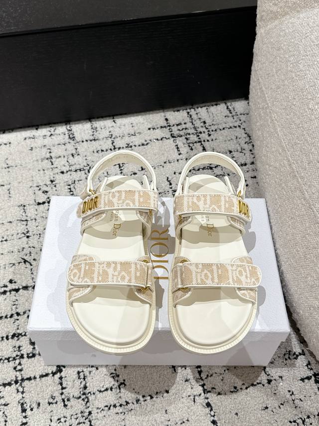 Purchasing-Level Dior 25 Dioract Flat Open-Toe One-Strap Sandals Beach Shoes Com