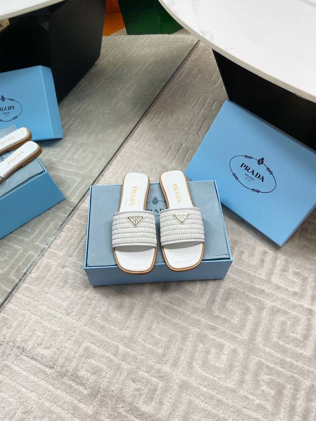Factory Prada 25Ss New Spring/Summer Prada Woven Slippers Modern Lines And Origi